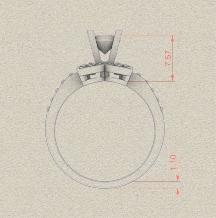 Model 301 Solitaire Ring 6 US Size  3D print model_6