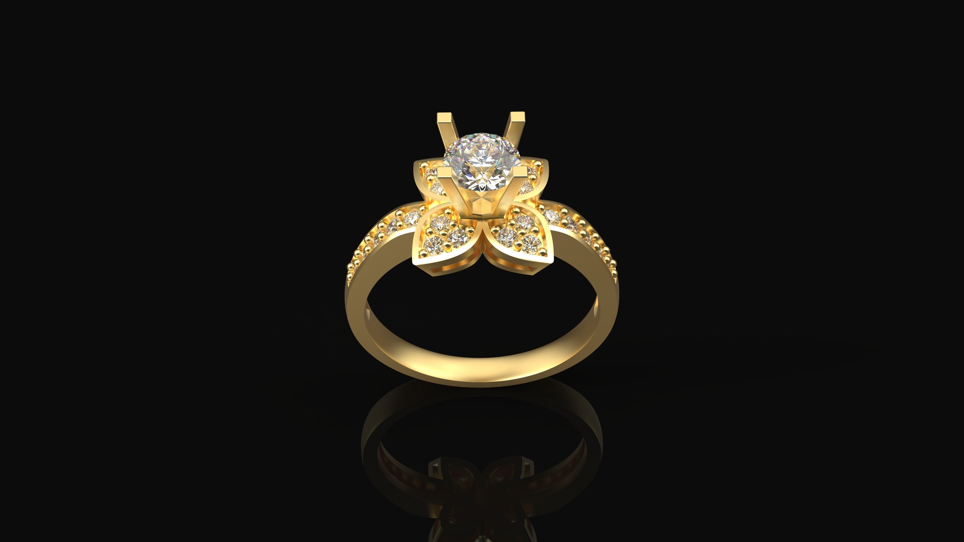 Model 301 Solitaire Ring 6 US Size  3D print model_4