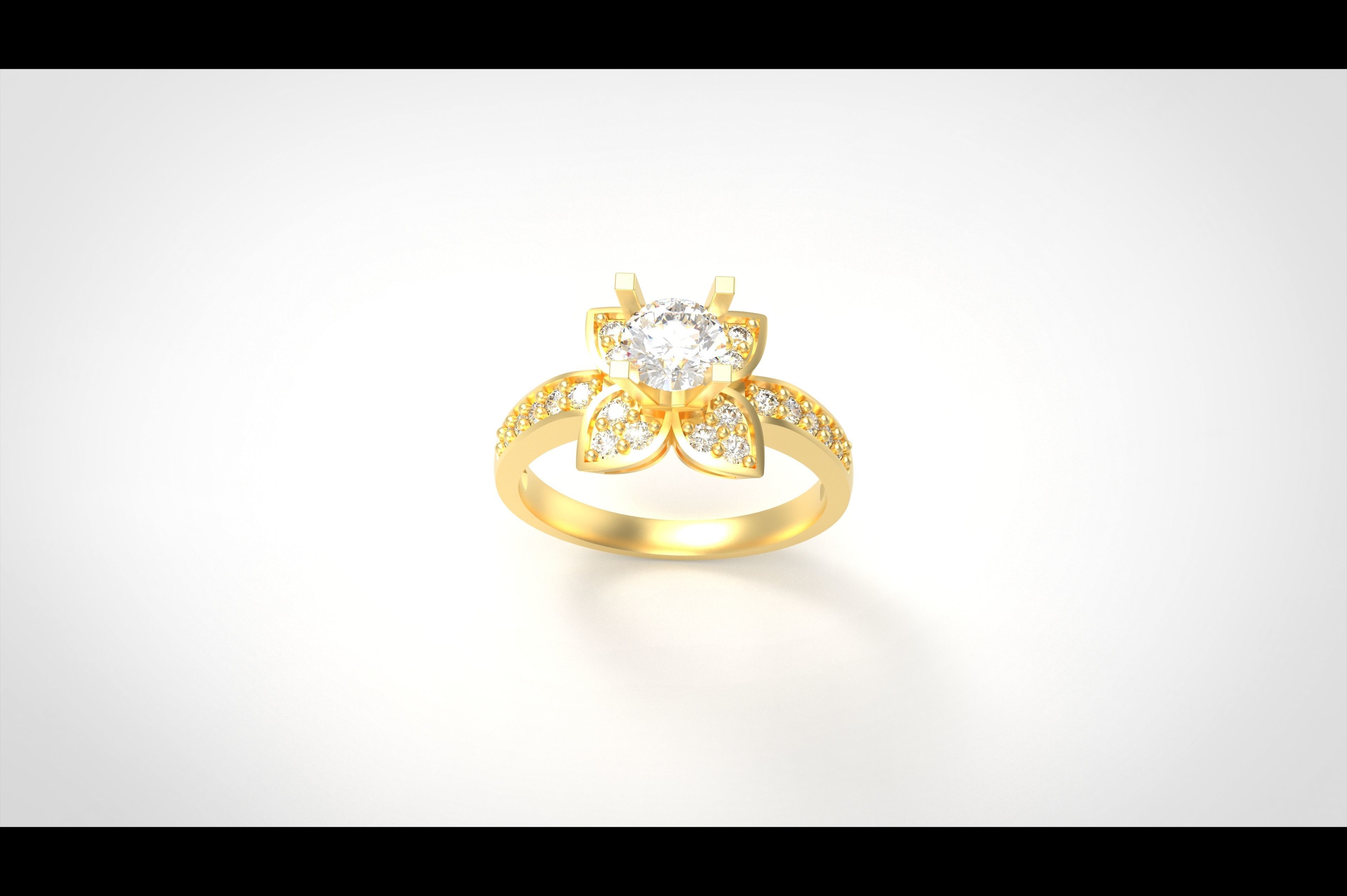 Model 301 Solitaire Ring 6 US Size  3D print model_3