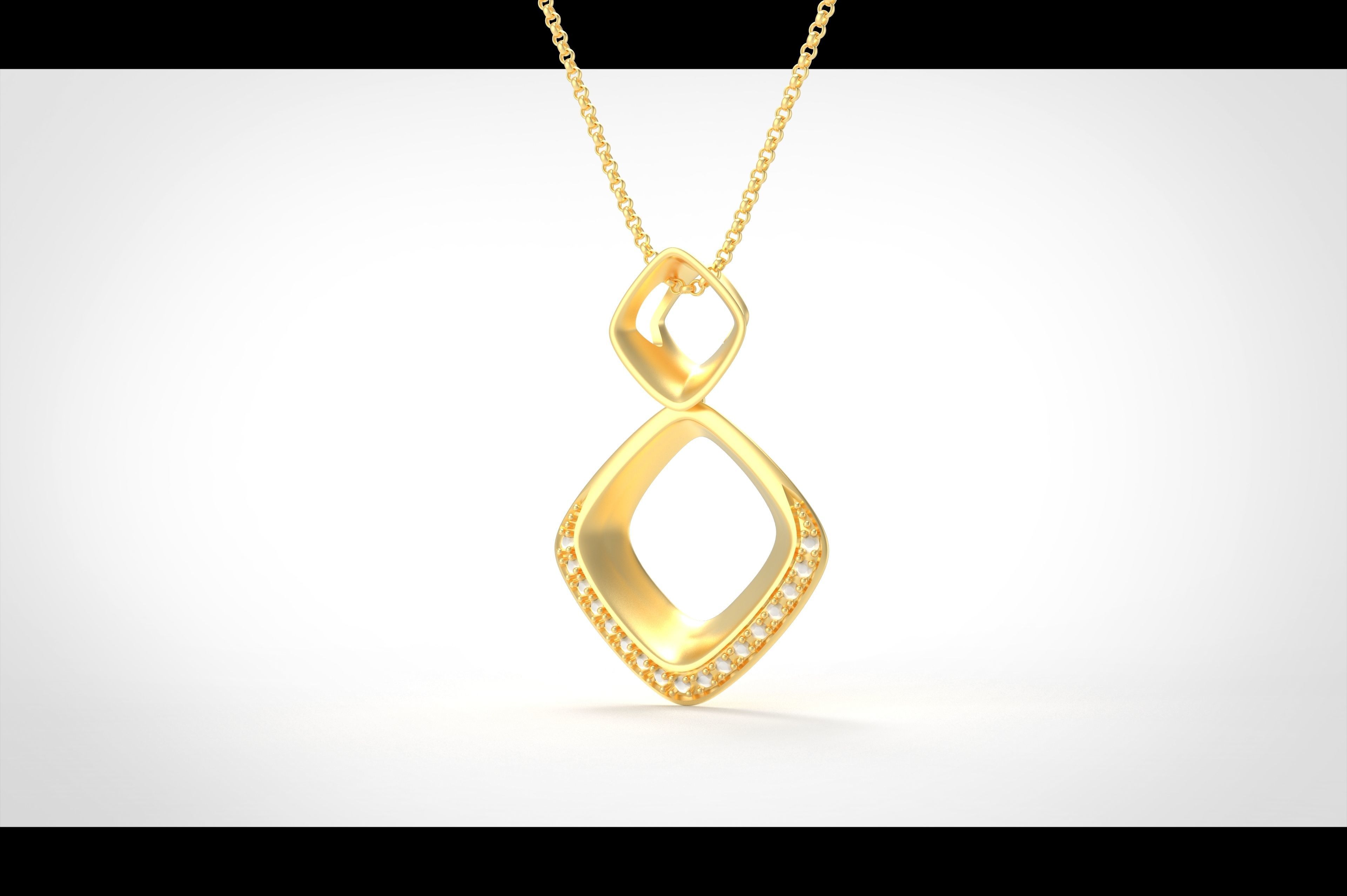 Model 302 Facet Diamond Pendant  3D print model_4