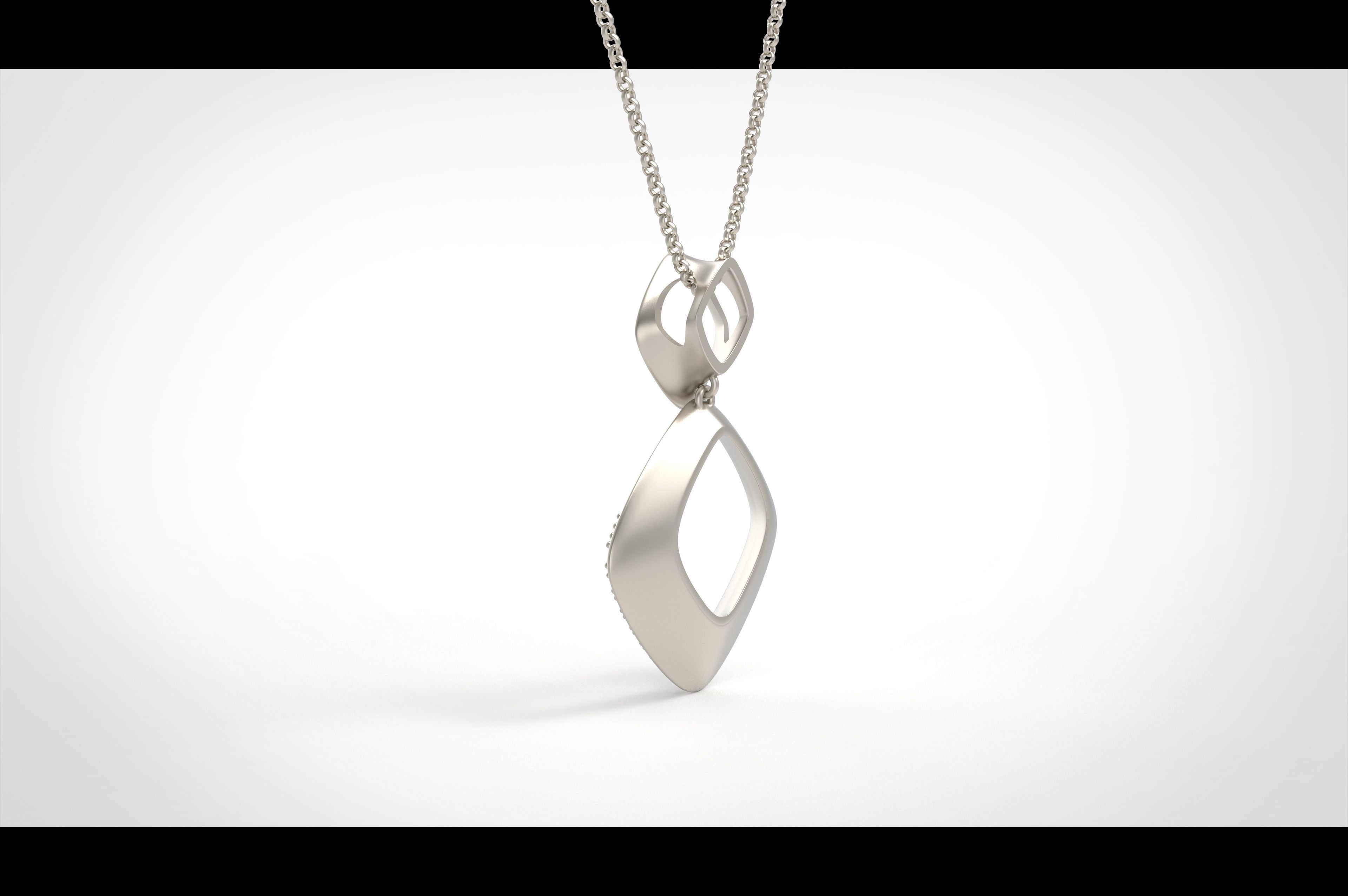 Model 302 Facet Diamond Pendant  3D print model_3