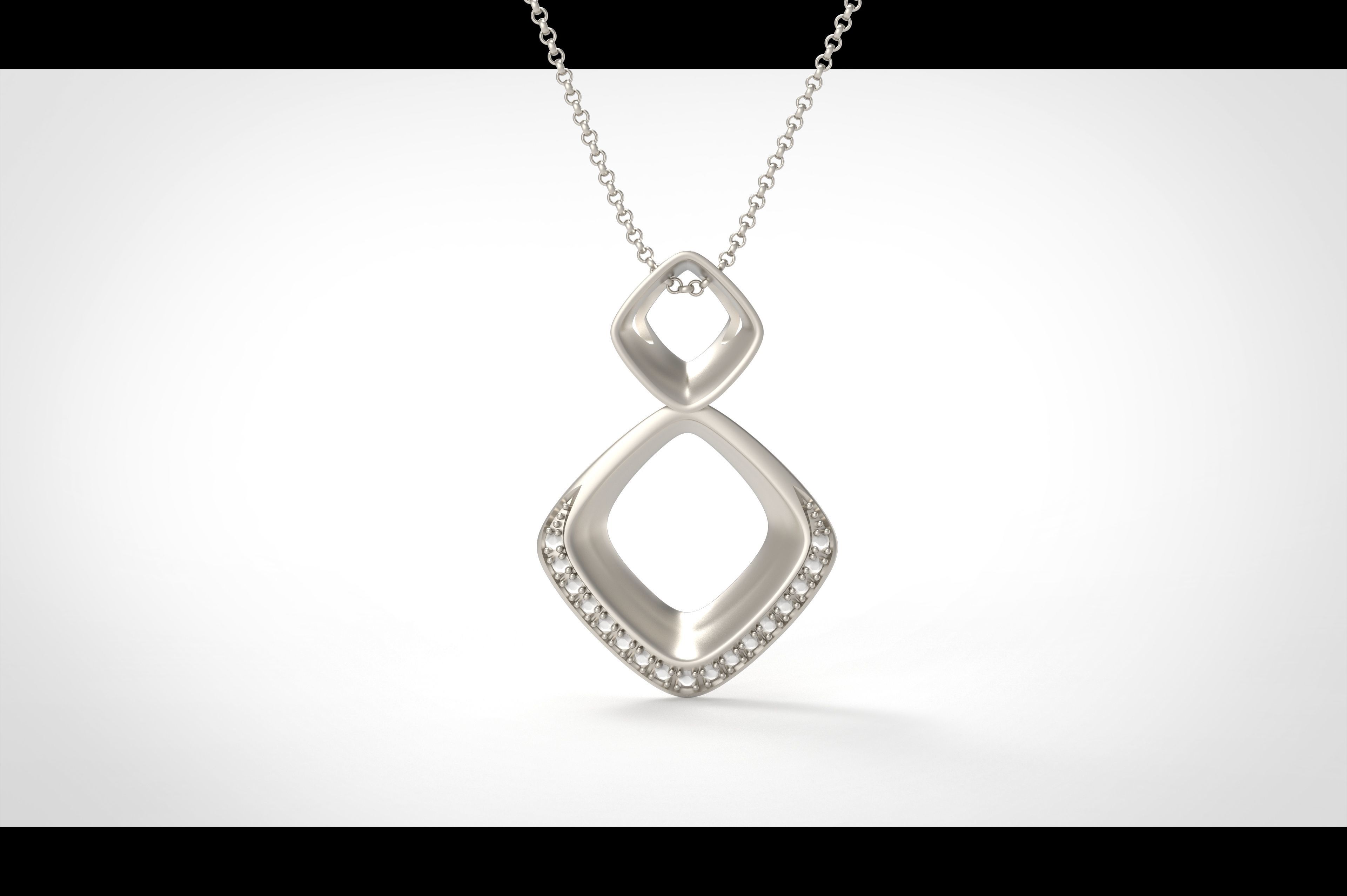 Model 302 Facet Diamond Pendant  3D print model_2