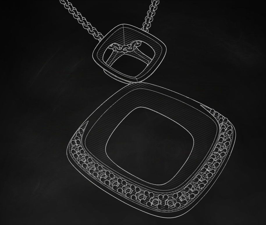 Model 302 Facet Diamond Pendant  3D print model_9