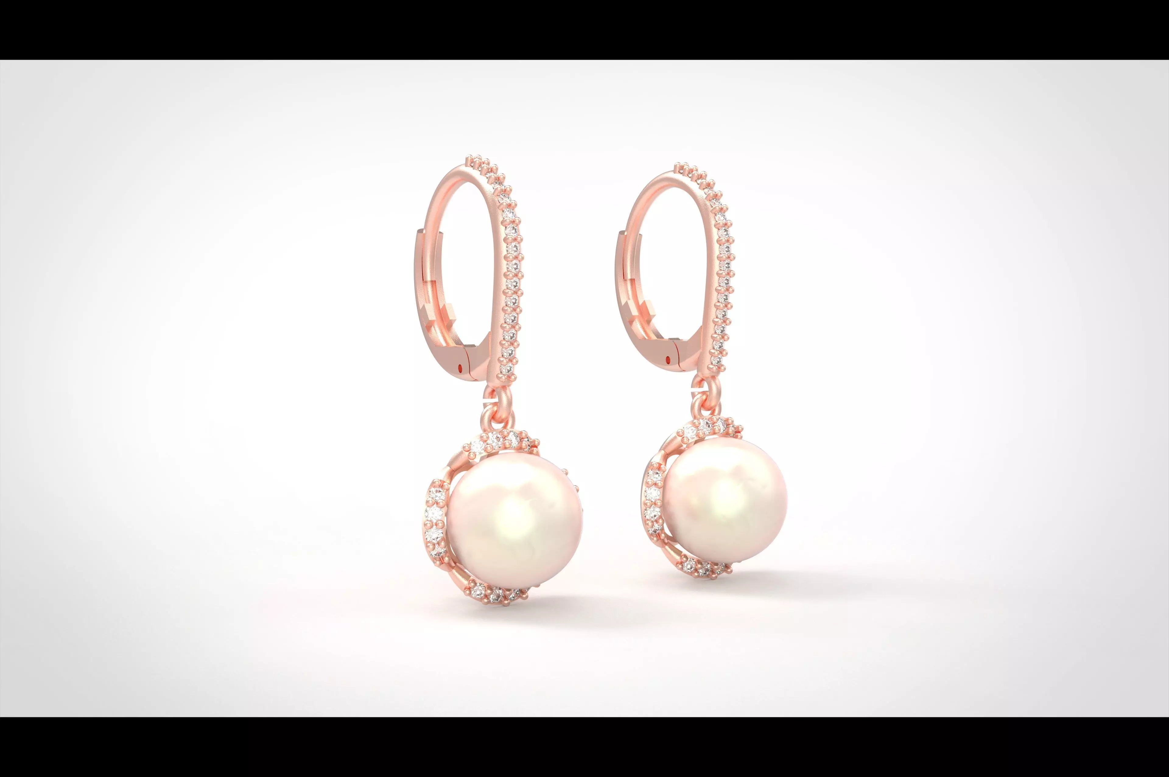 Model 306 Pearl Diamond Earring 3D print model