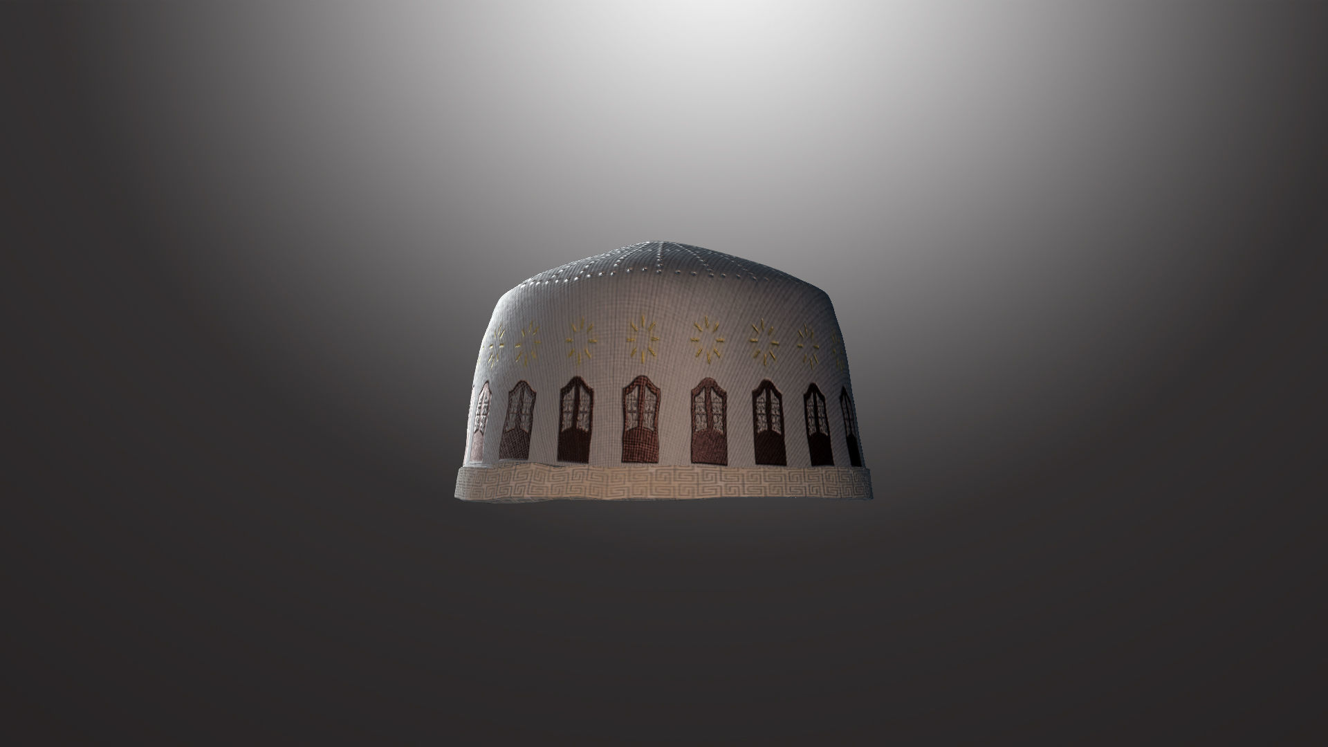 Taqiyah-01 mosque with dome Low-poly 3D model_3