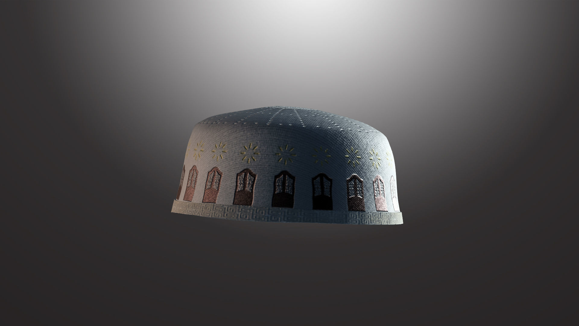 Taqiyah-01 mosque with dome Low-poly 3D model_2