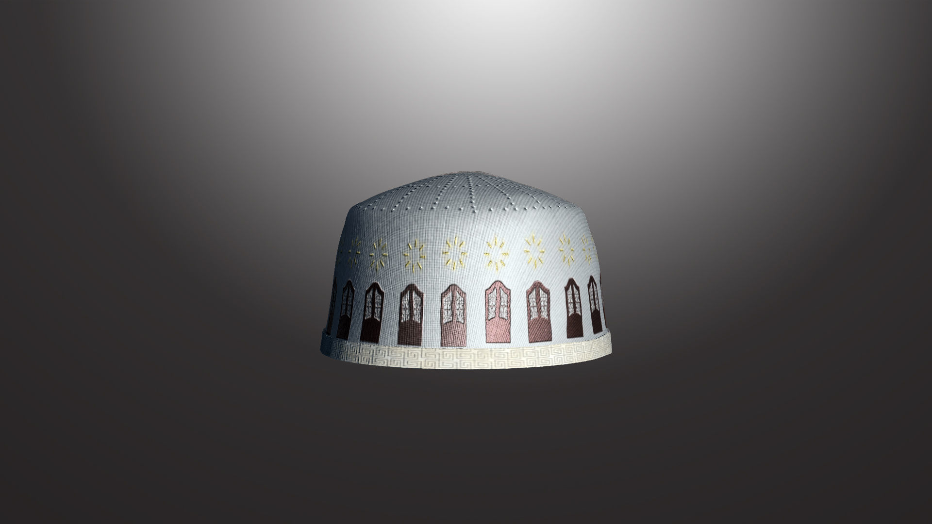 Taqiyah-01 mosque with dome Low-poly 3D model_1
