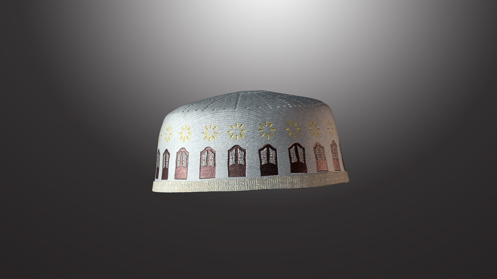 Taqiyah-01 mosque with dome Low-poly 3D model_4