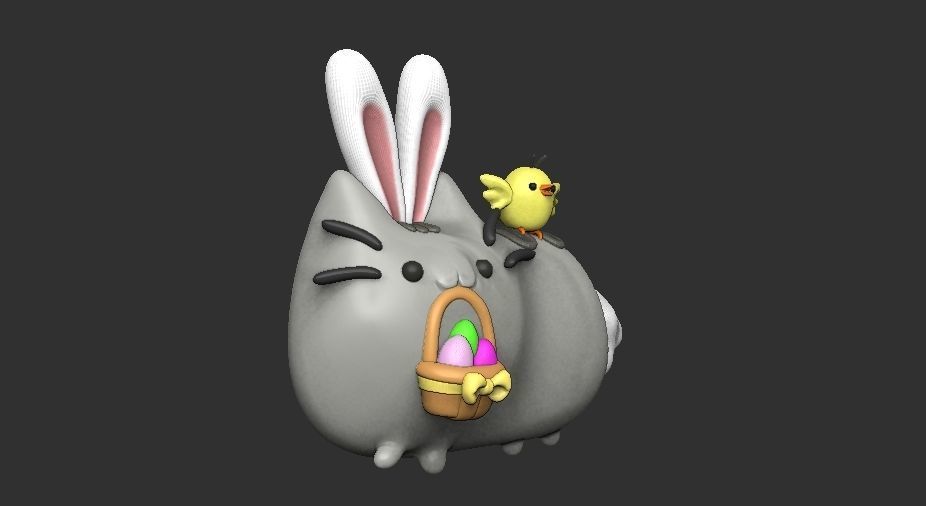 Pusheen cat EASTER BUNNY 3D print model_1