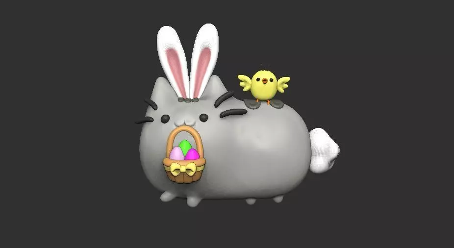 Pusheen cat EASTER BUNNY 3D print model_0