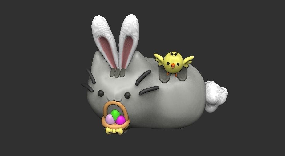 Pusheen cat EASTER BUNNY 3D print model_5