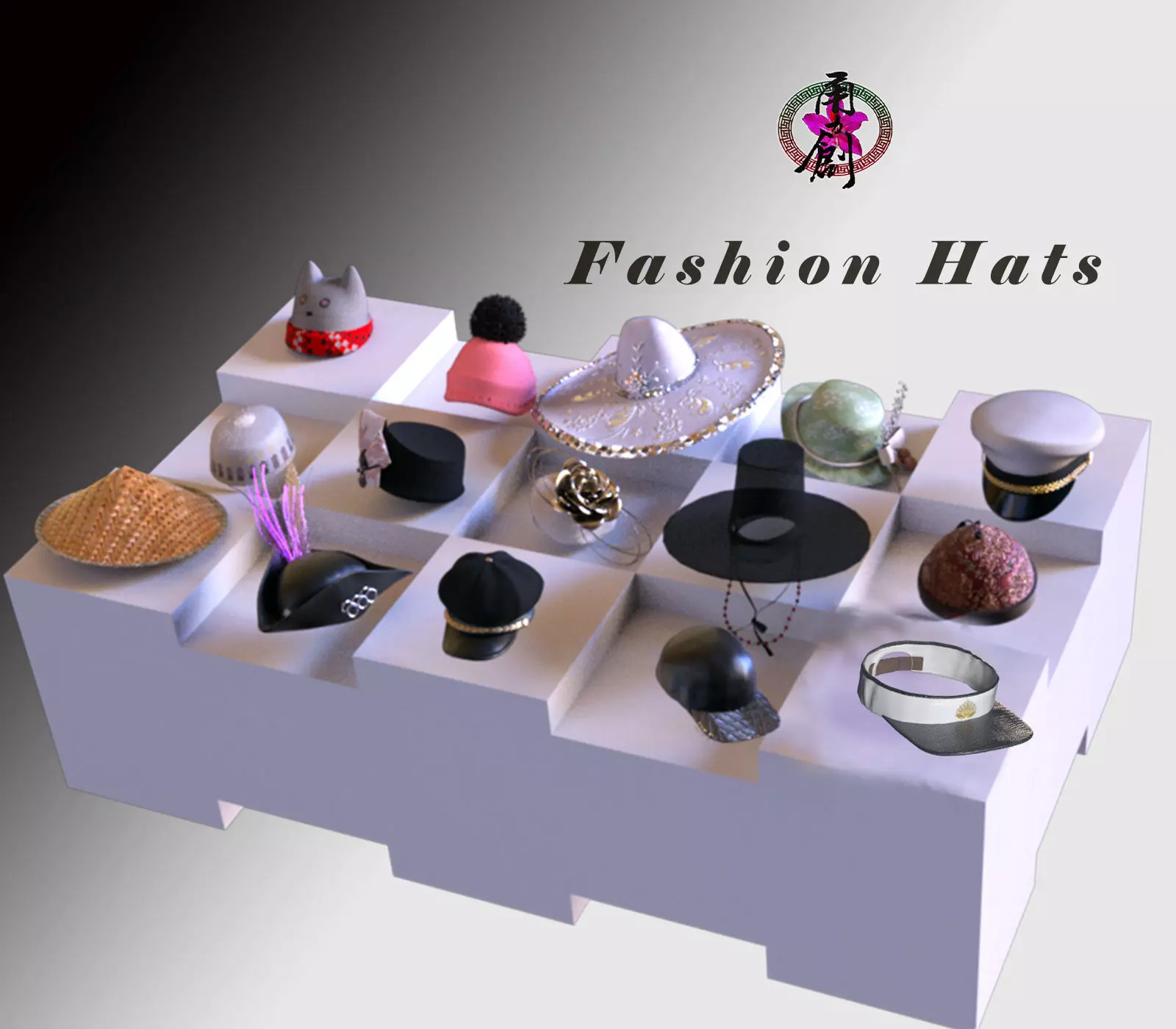 Fashion Hats World 3D Model Collection_0