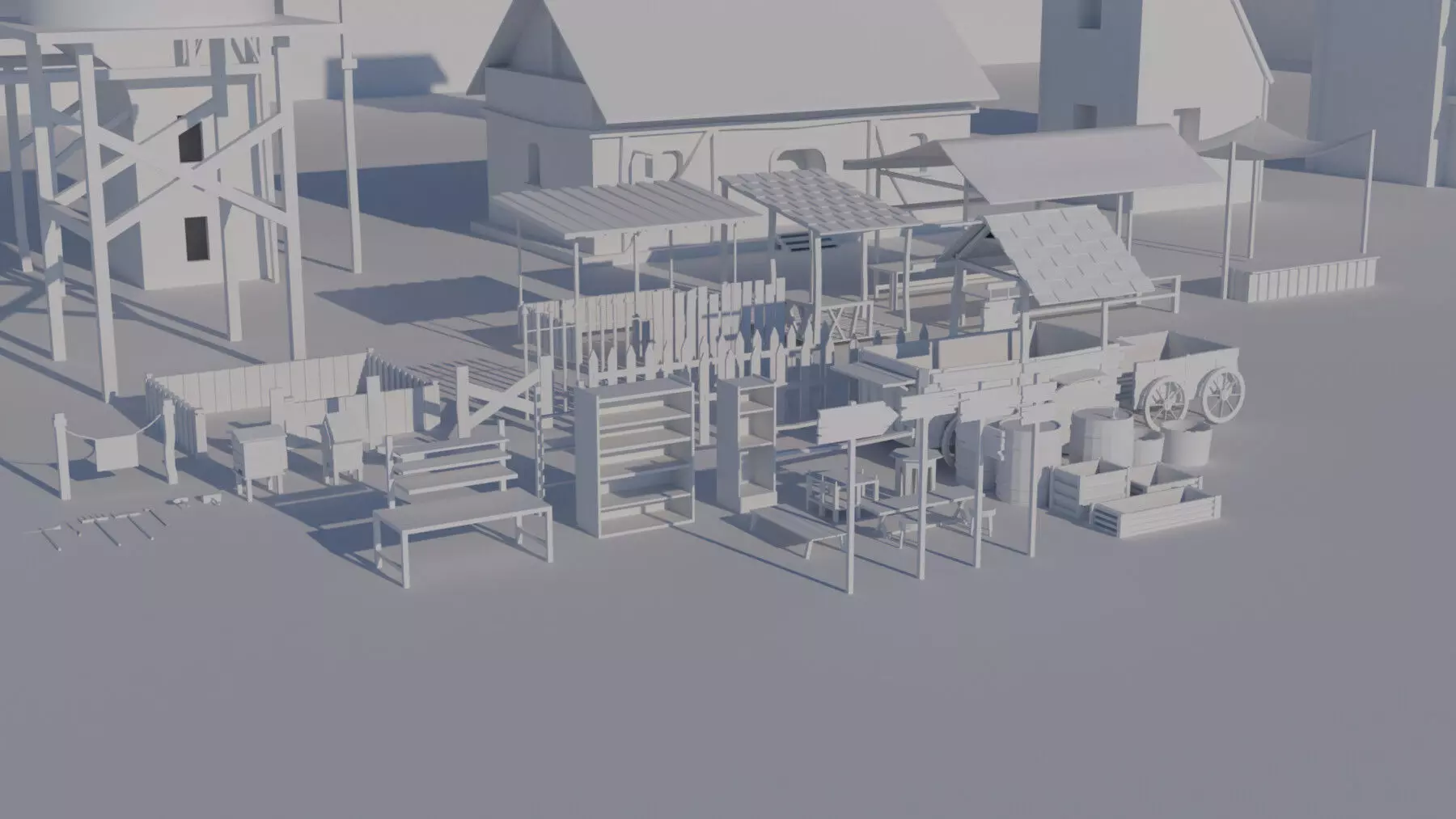 Medieval small town pack Free 3D model