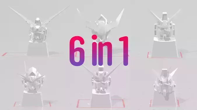 3D Printed KEYCAP 6 in 1 GUNDAM 3D print model