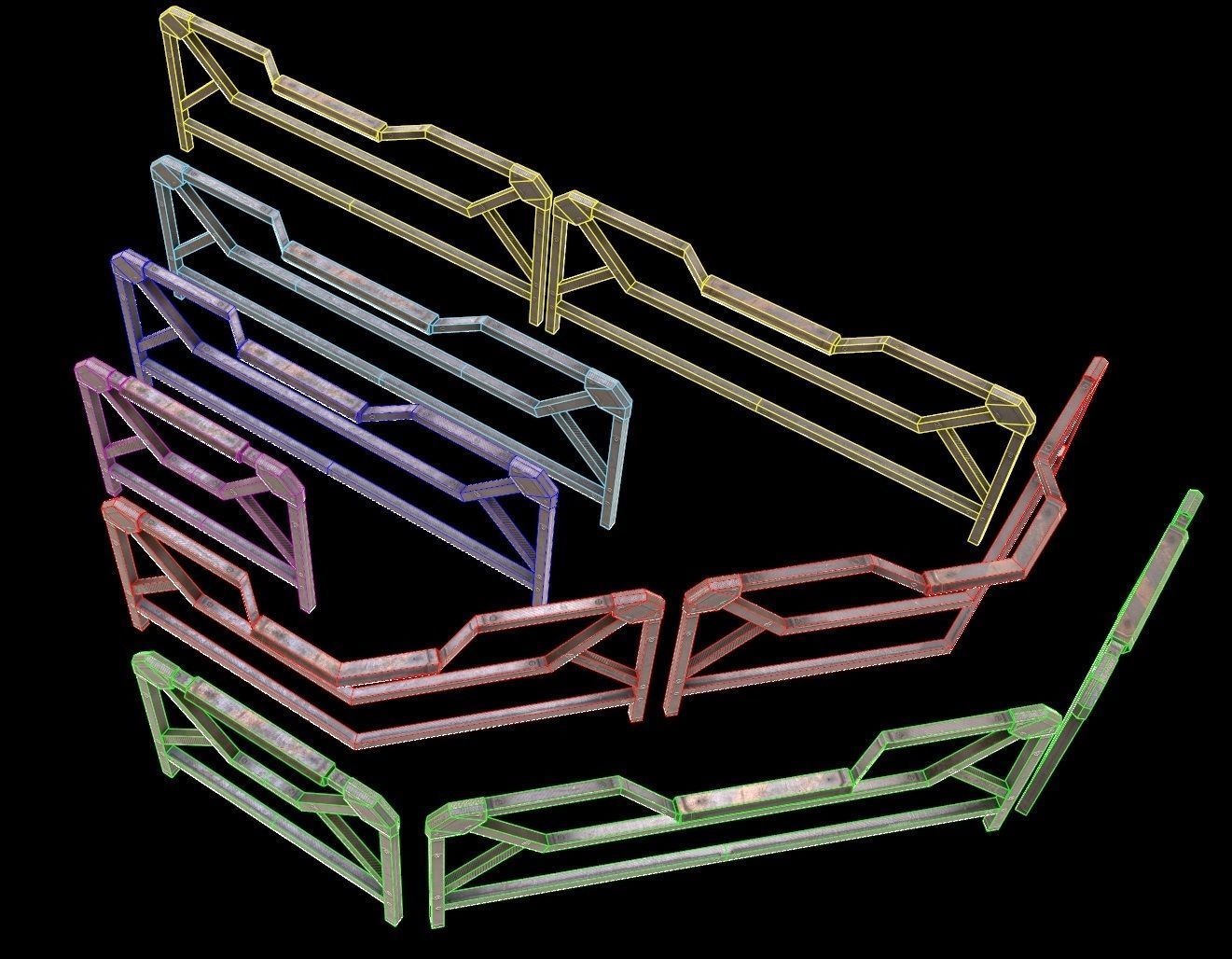 Modular Guardrail - sci fi architectural Low-poly 3D model_1