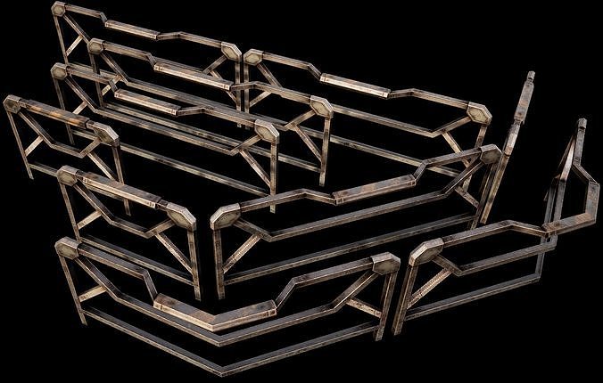 Modular Guardrail - sci fi architectural Low-poly 3D model