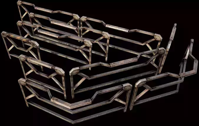 Modular Guardrail - sci fi architectural Low-poly 3D model