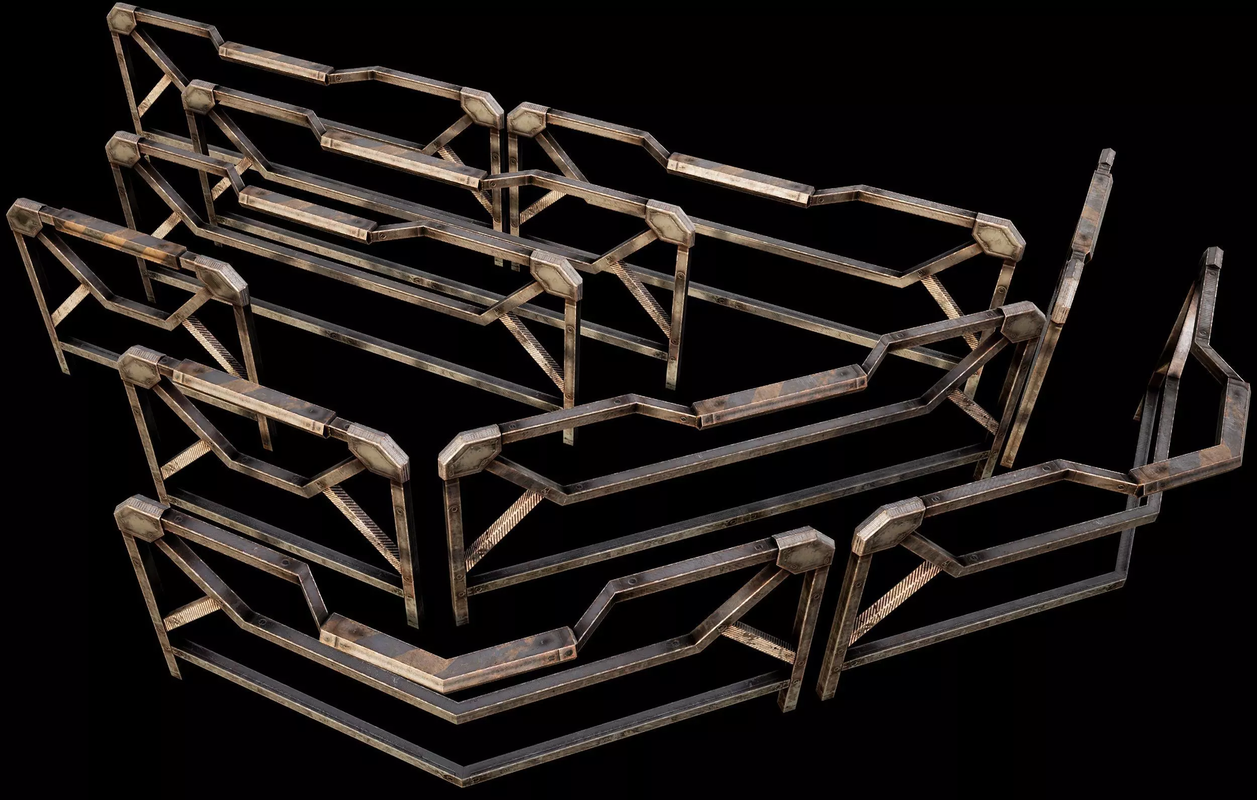 Modular Guardrail - sci fi architectural Low-poly 3D model_0