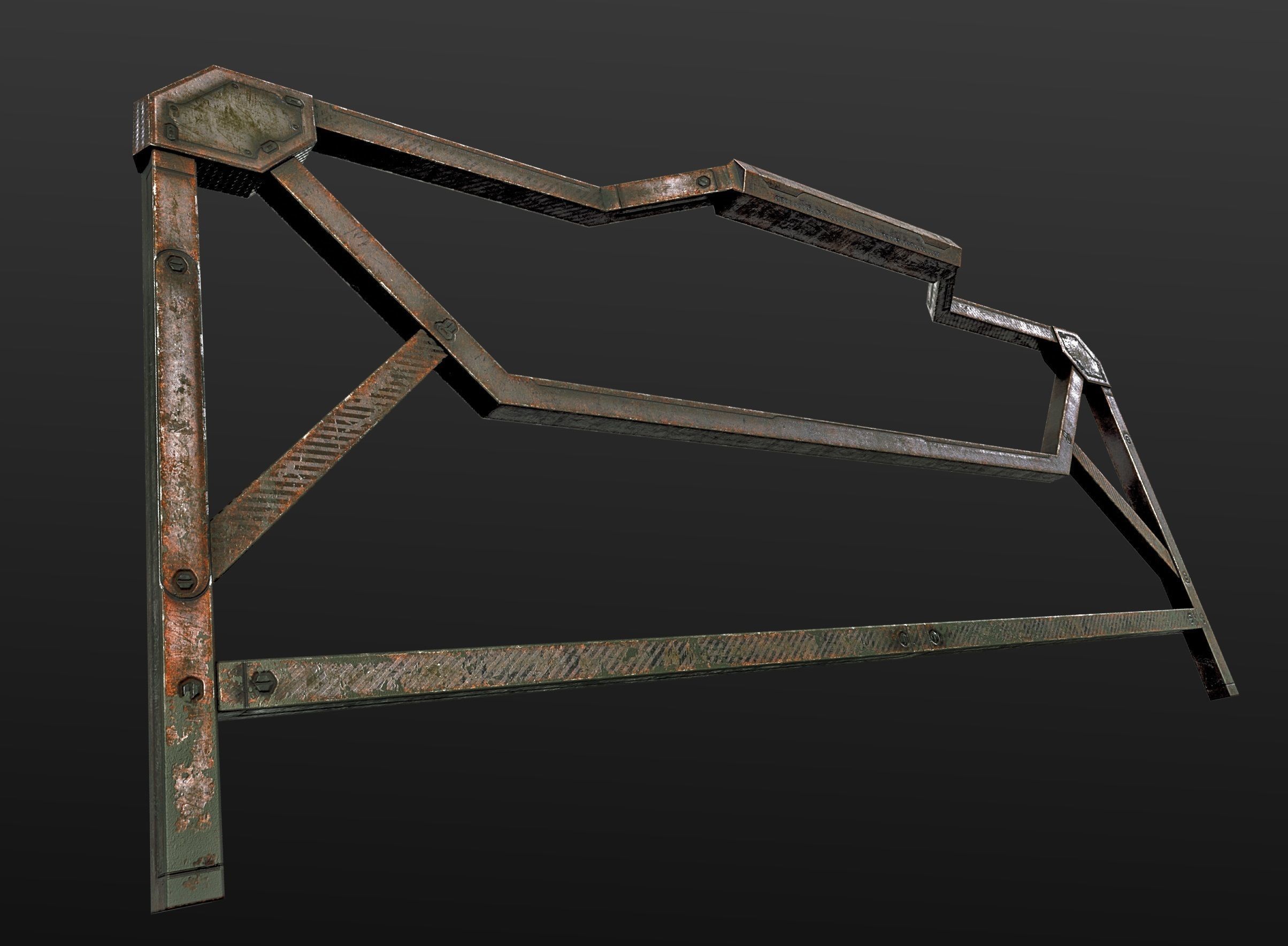 Modular Guardrail - sci fi architectural Low-poly 3D model_11