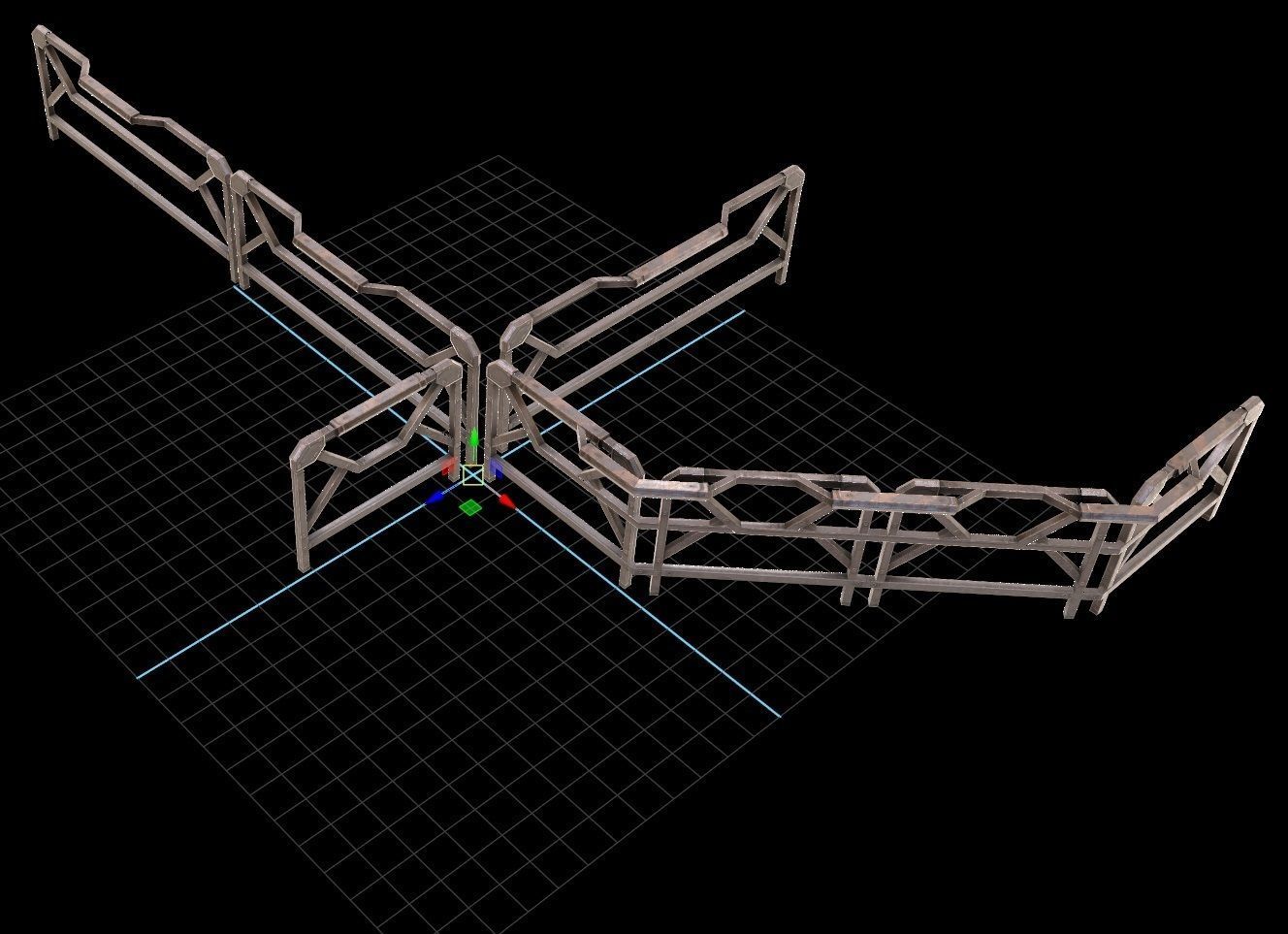 Modular Guardrail - sci fi architectural Low-poly 3D model_15