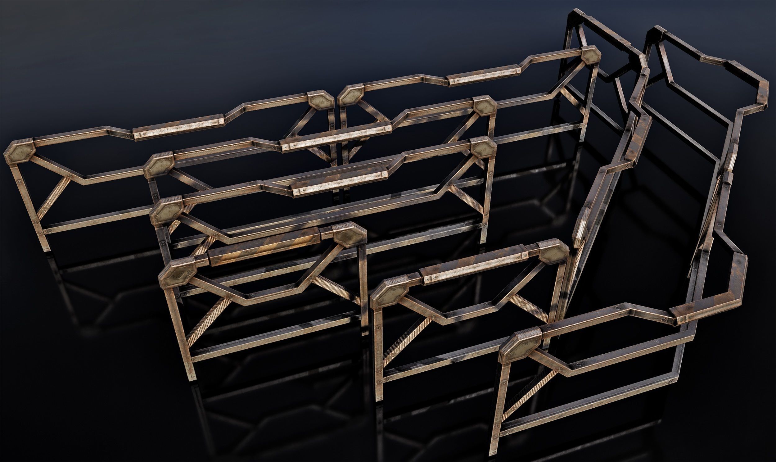 Modular Guardrail - sci fi architectural Low-poly 3D model_2