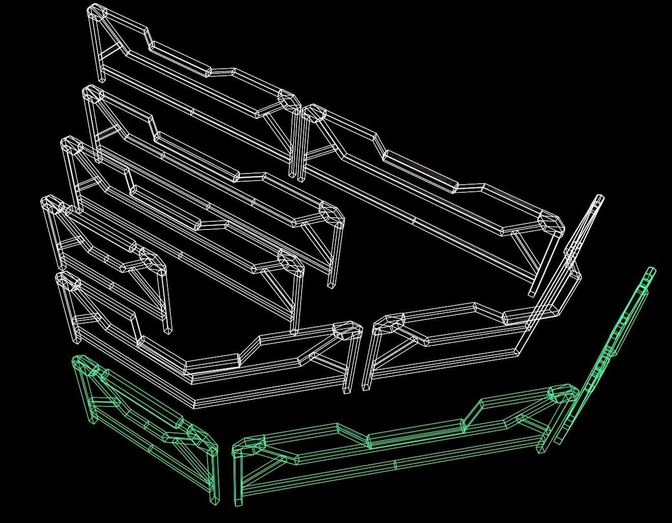 Modular Guardrail - sci fi architectural Low-poly 3D model_7