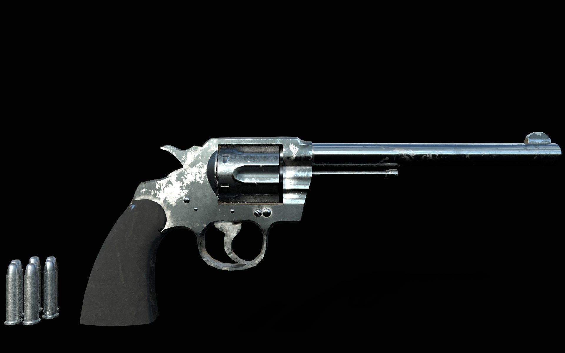 pistol western  Low-poly 3D model_9