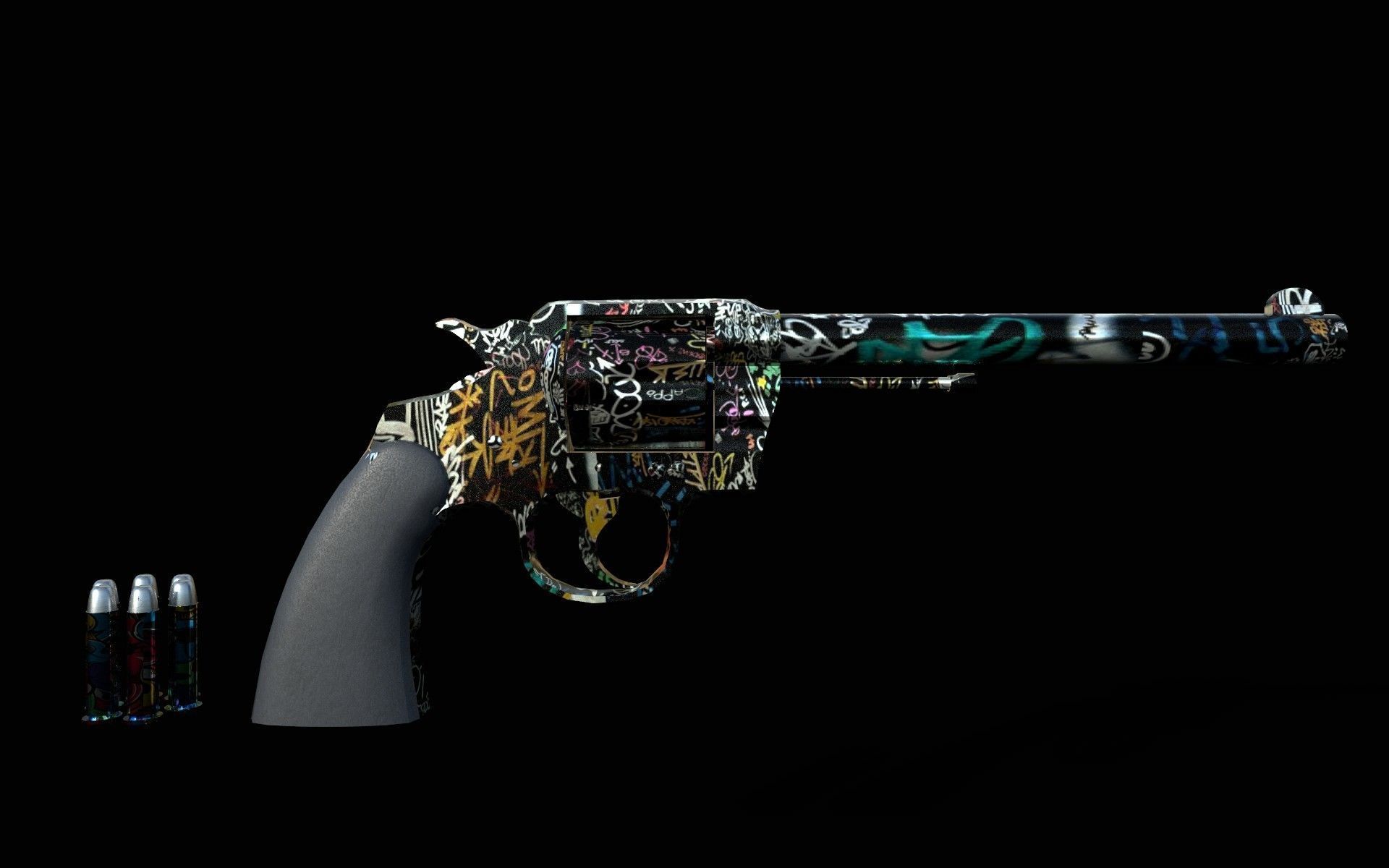 pistol western  Low-poly 3D model_4