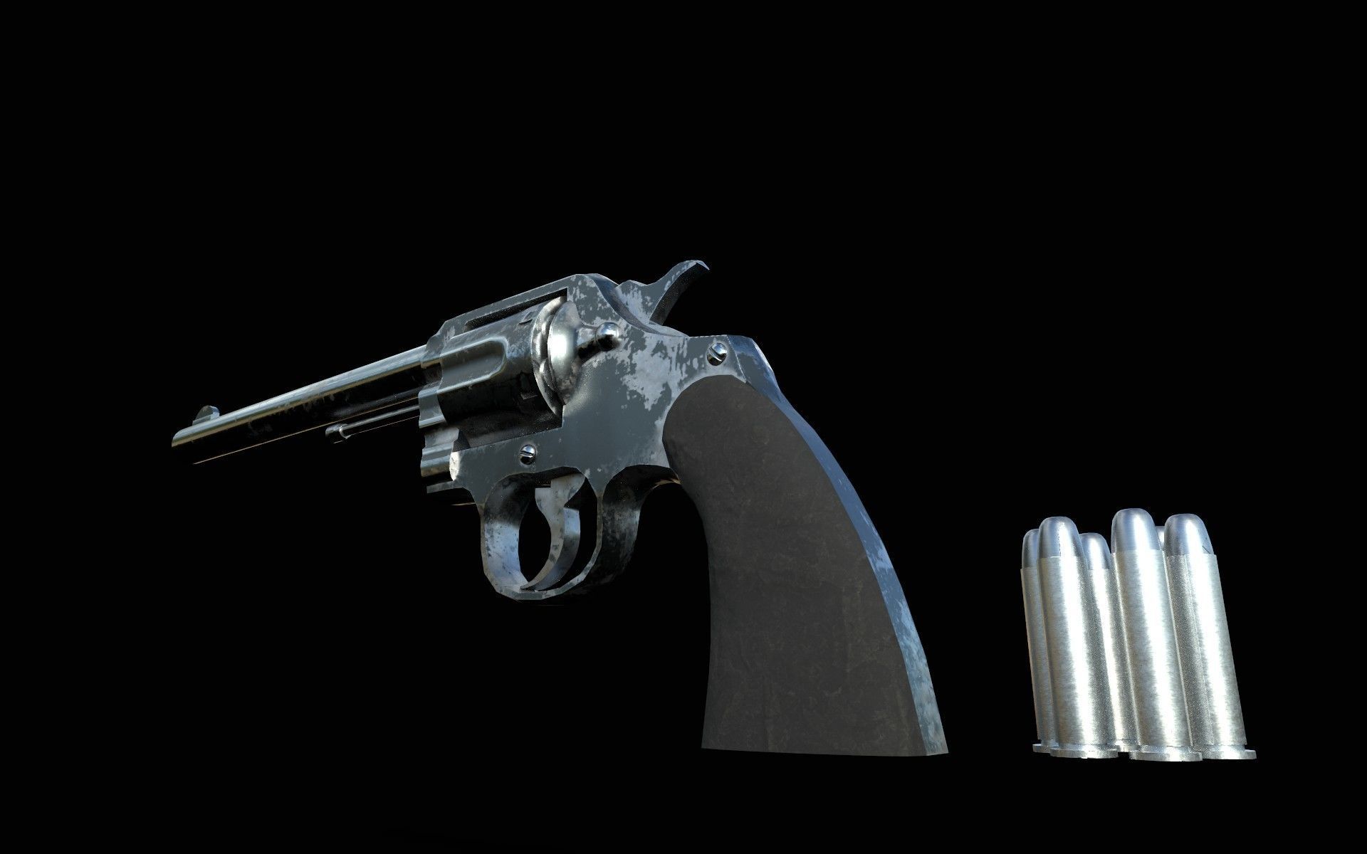 pistol western  Low-poly 3D model_7