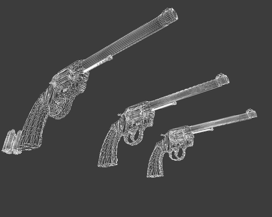 pistol western  Low-poly 3D model_11