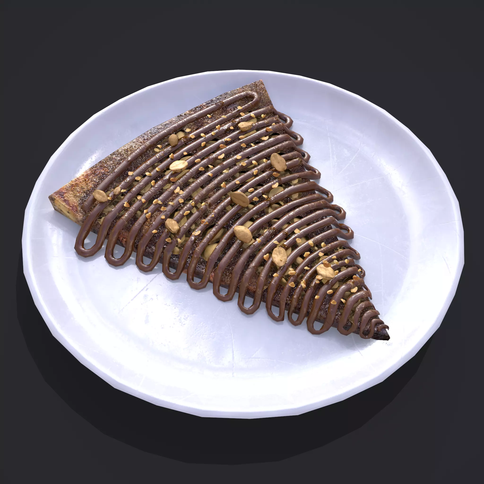 Chocolate Peanut Cake Low-poly 3D model