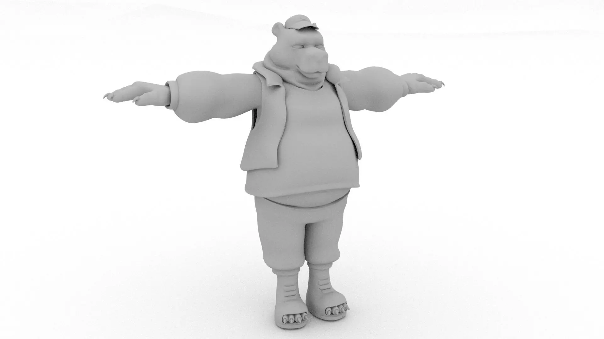 Chubby bear character Free 3D model