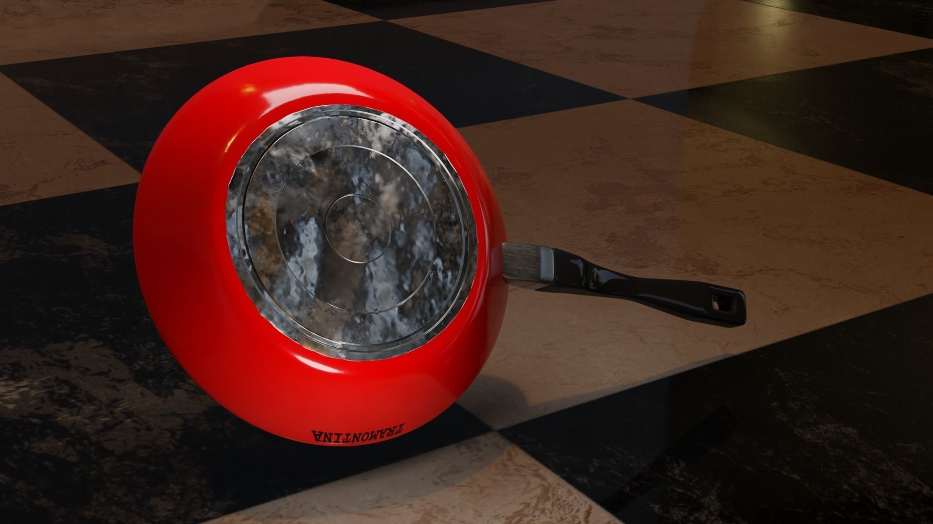 Red Pan 3D model_2