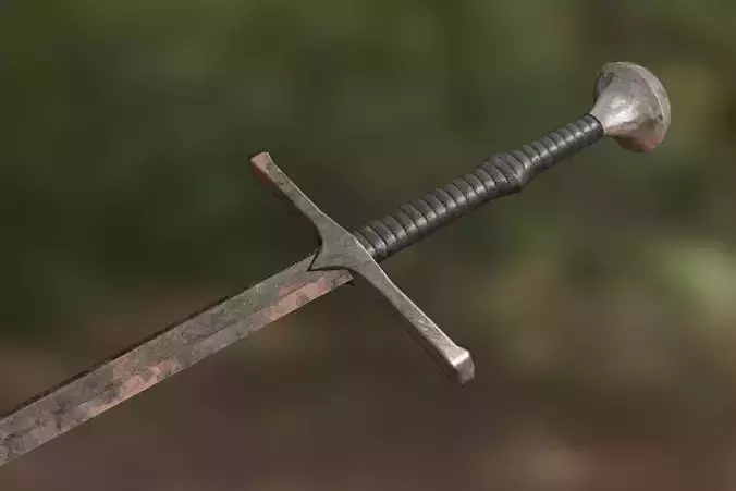 Lowpoly medieval rusted longsword - PBR