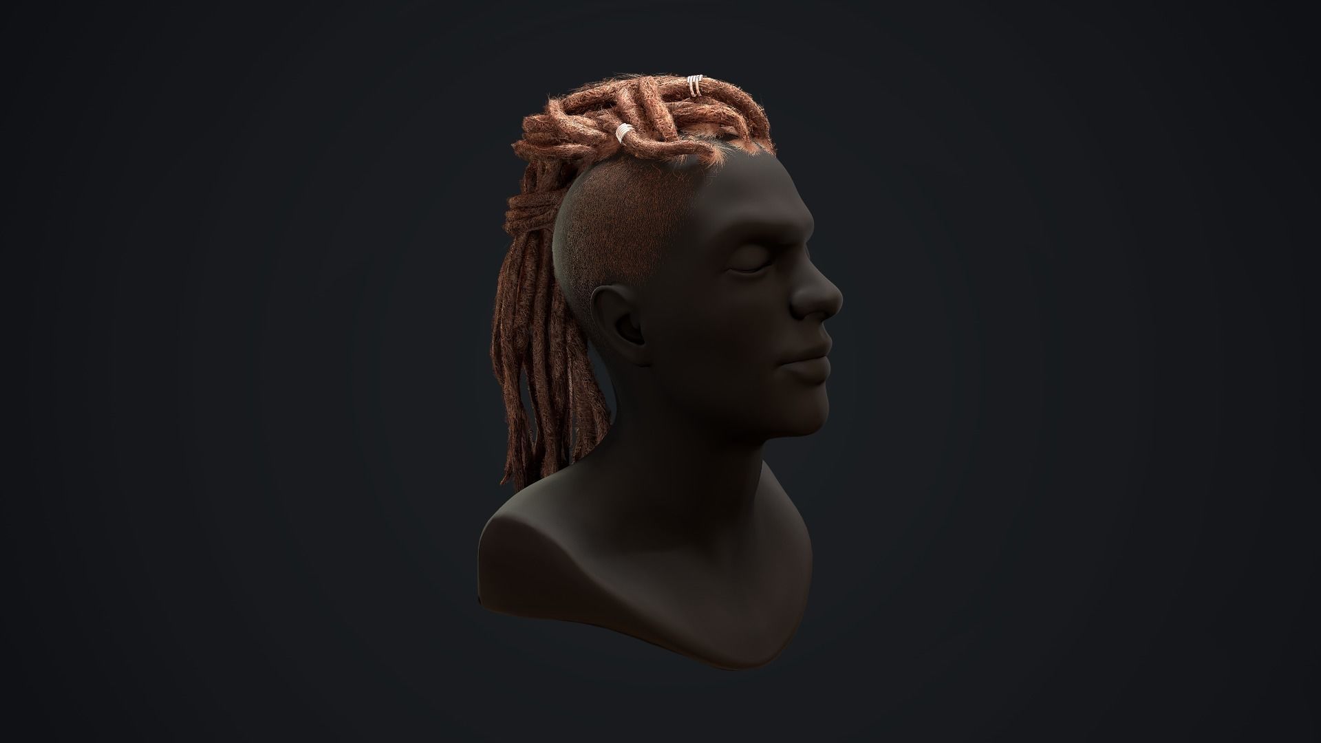 Low Poly Dreads person with dreadlocks Low-poly 3D model_4