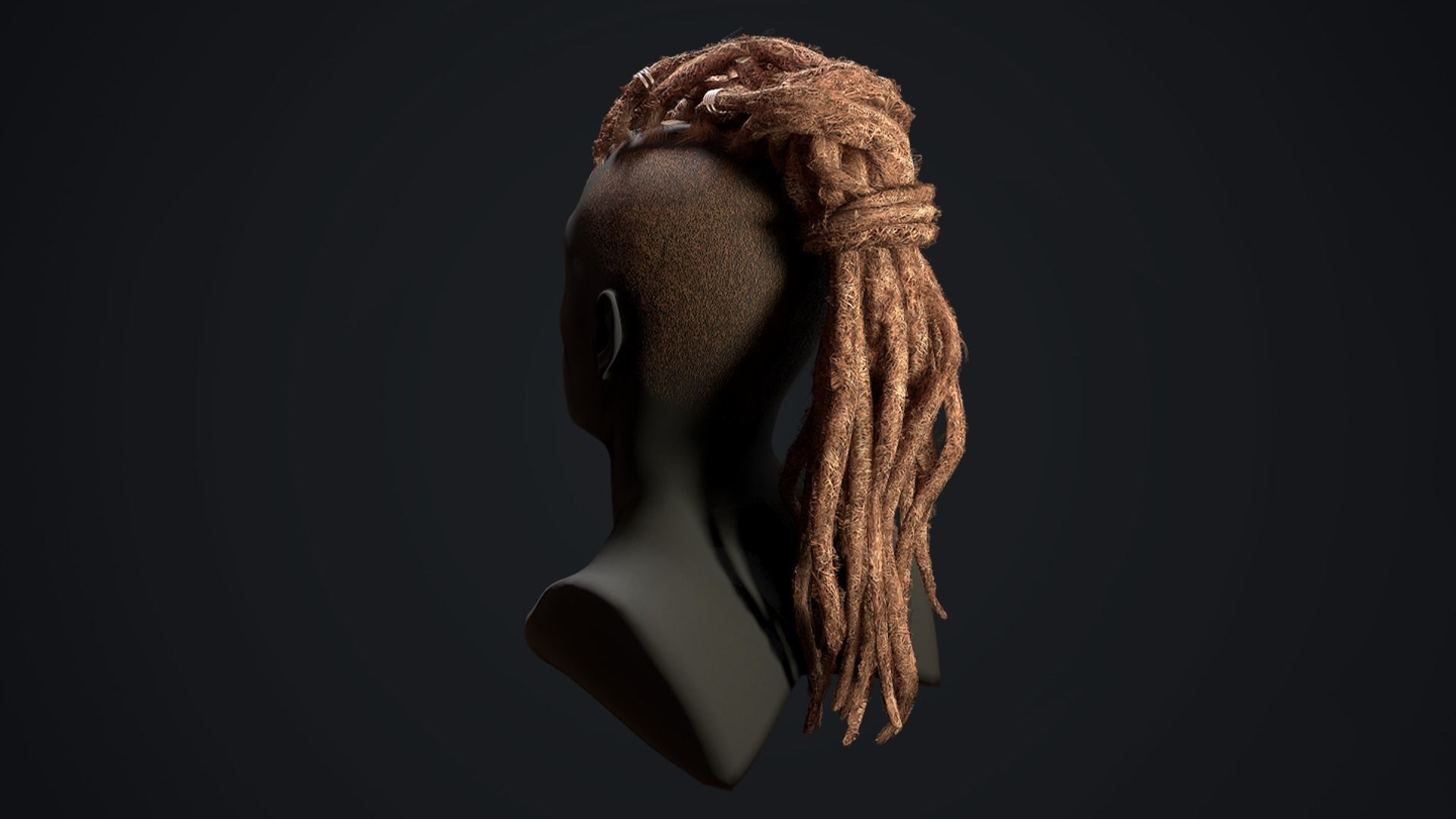 Low Poly Dreads person with dreadlocks Low-poly 3D model_2