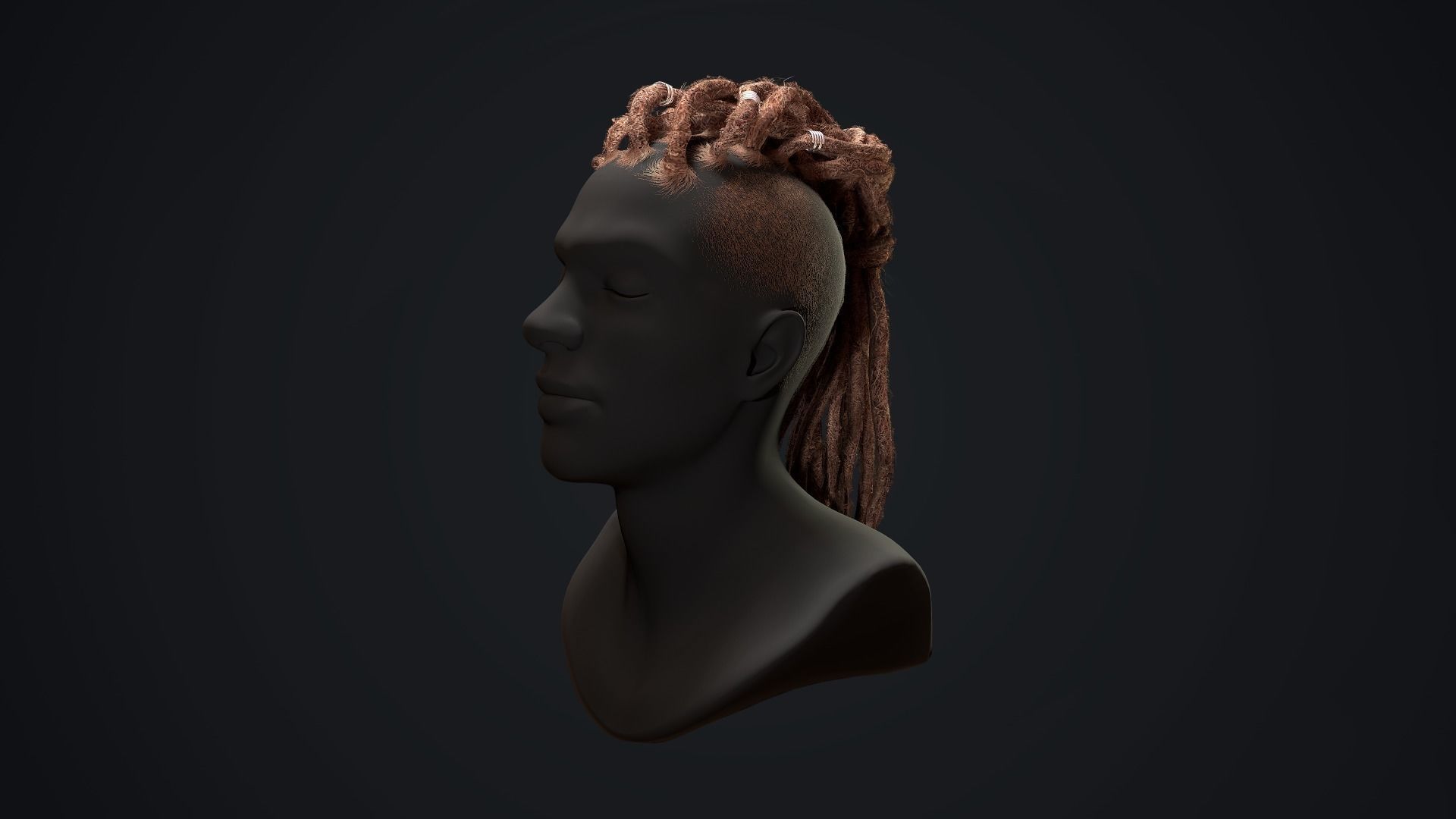 Low Poly Dreads person with dreadlocks Low-poly 3D model_3