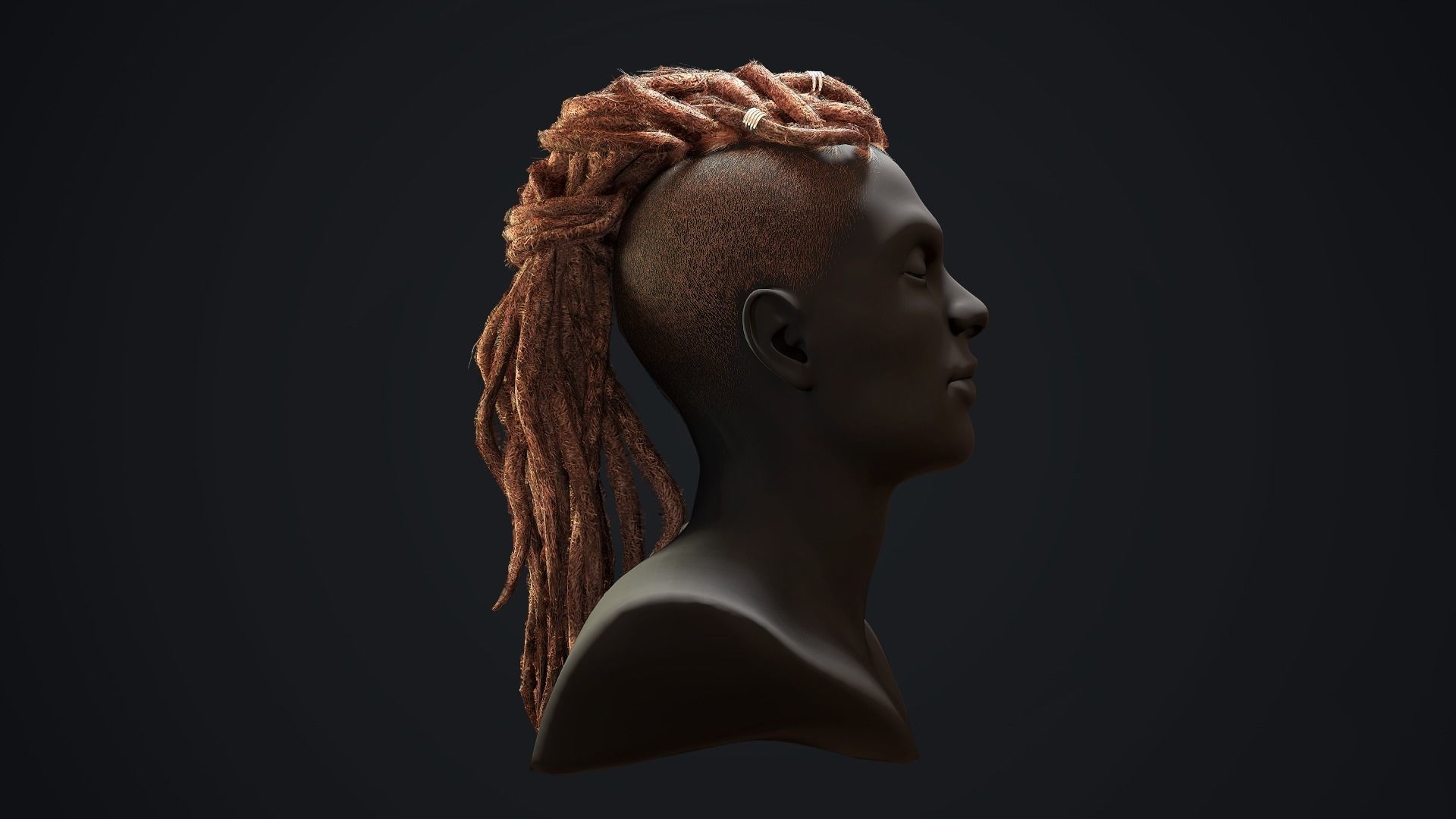 Low Poly Dreads person with dreadlocks Low-poly 3D model_1