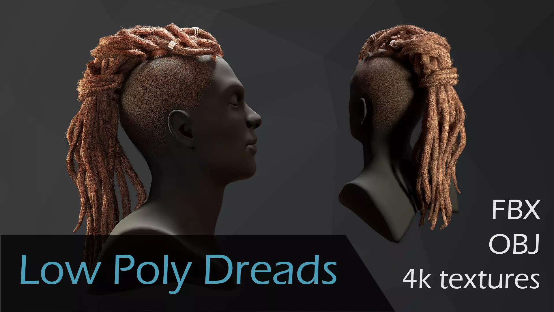 Low Poly Dreads person with dreadlocks Low-poly 3D model_0