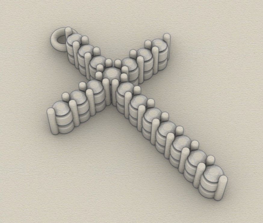 Model 315 Cross Diamond Pendant  3D print model_8