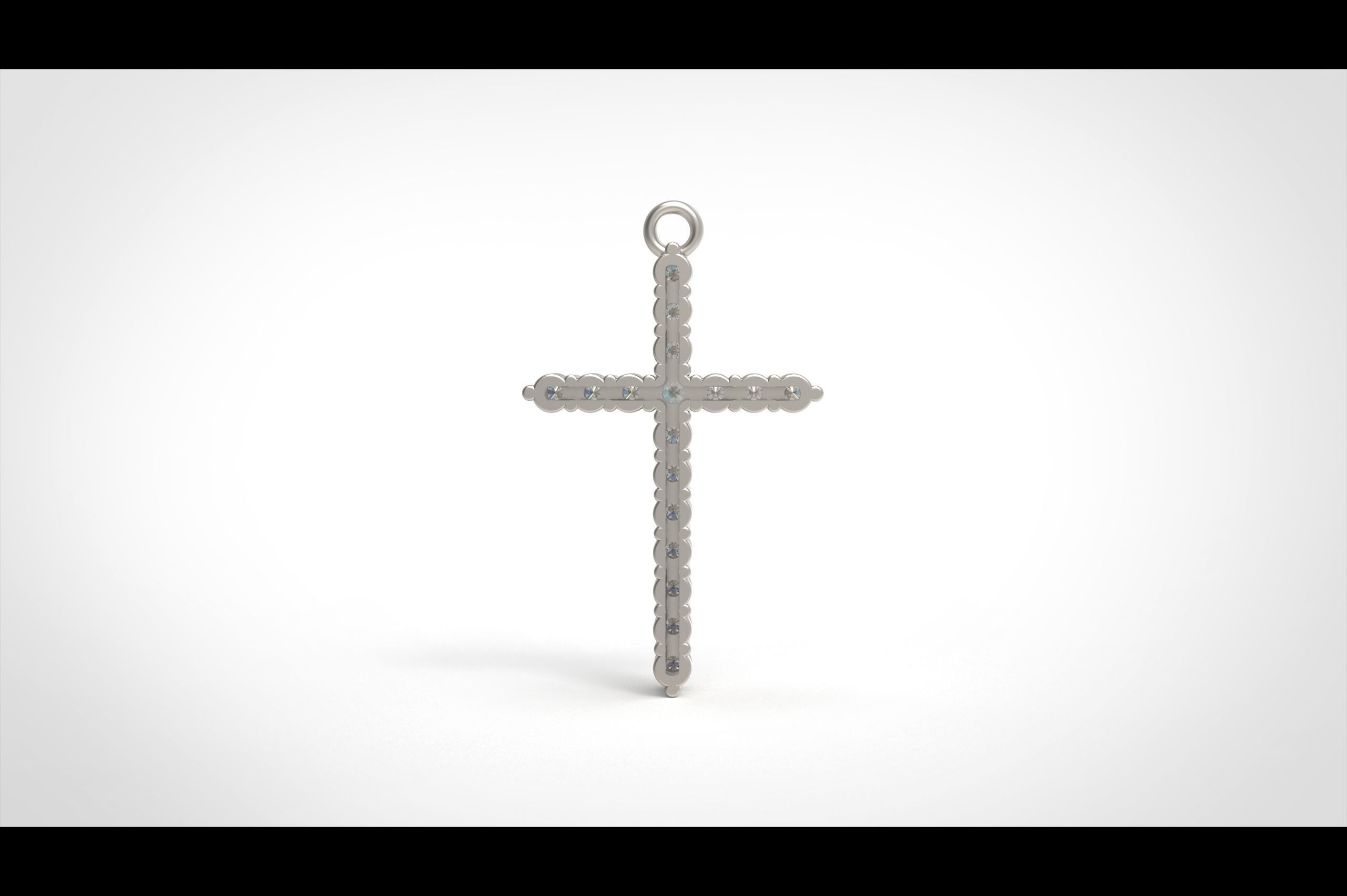 Model 315 Cross Diamond Pendant  3D print model_3