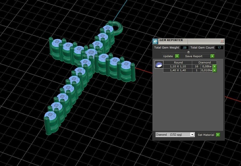 Model 315 Cross Diamond Pendant  3D print model_13