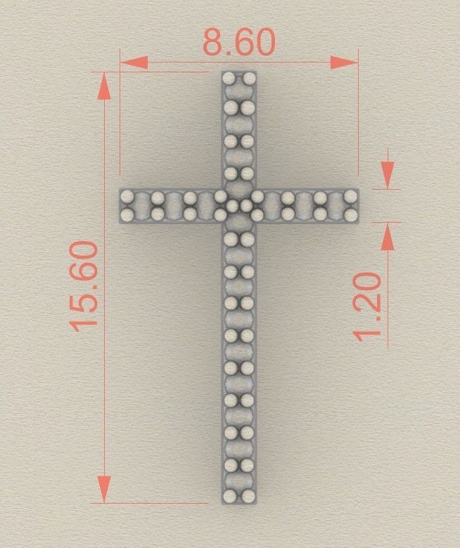 Model 317 Cross Diamond Pendant  3D print model_6