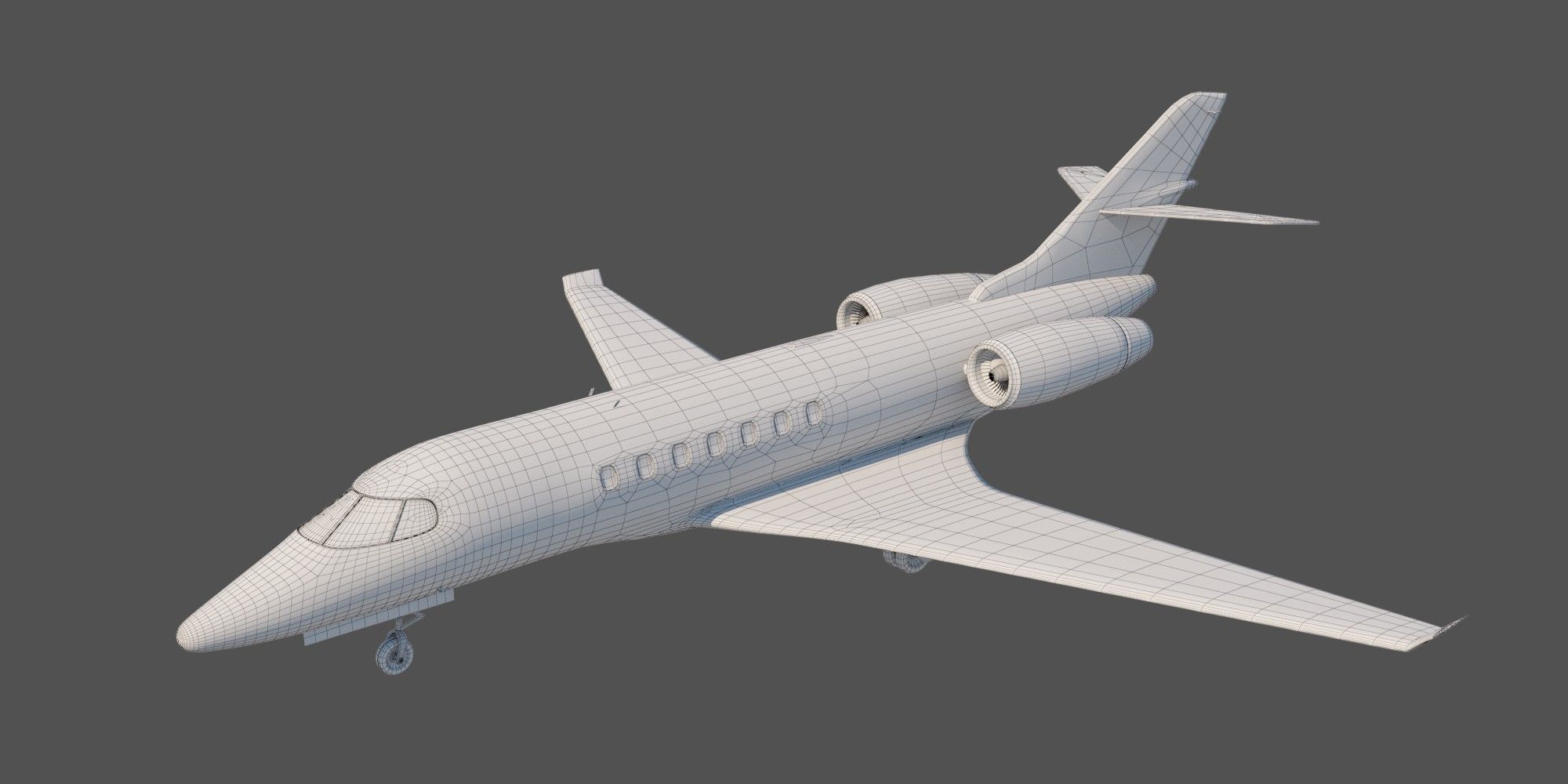 Privet jet Low-poly 3D model_7