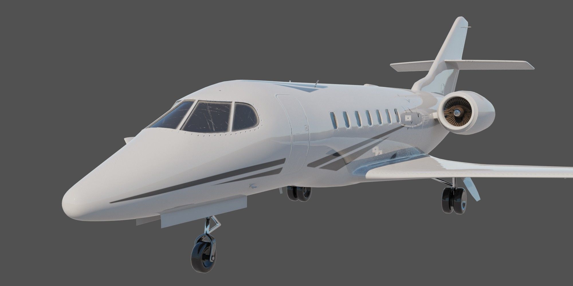 Privet jet Low-poly 3D model_3