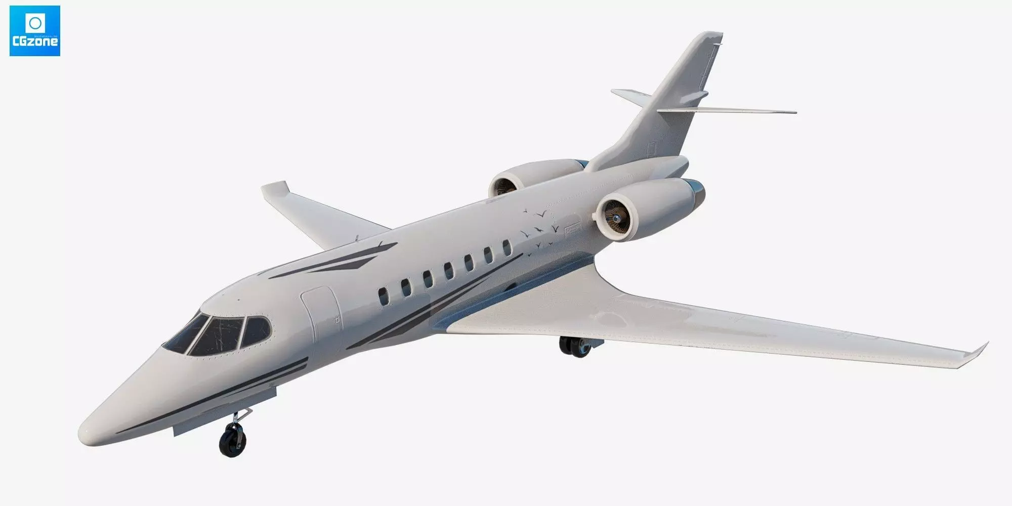 Privet jet Low-poly 3D model_0