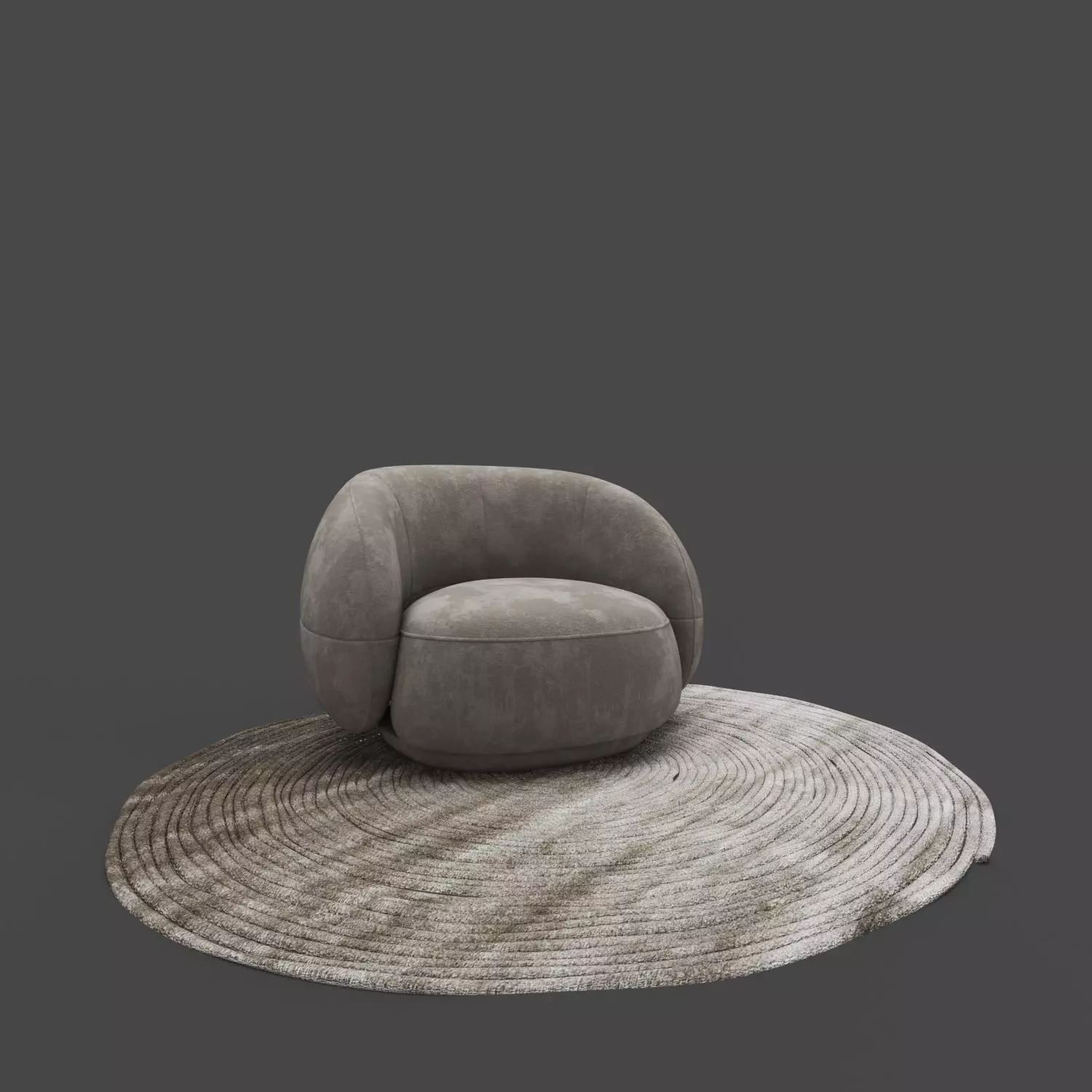 Armchair round chair on rug 3D model_0