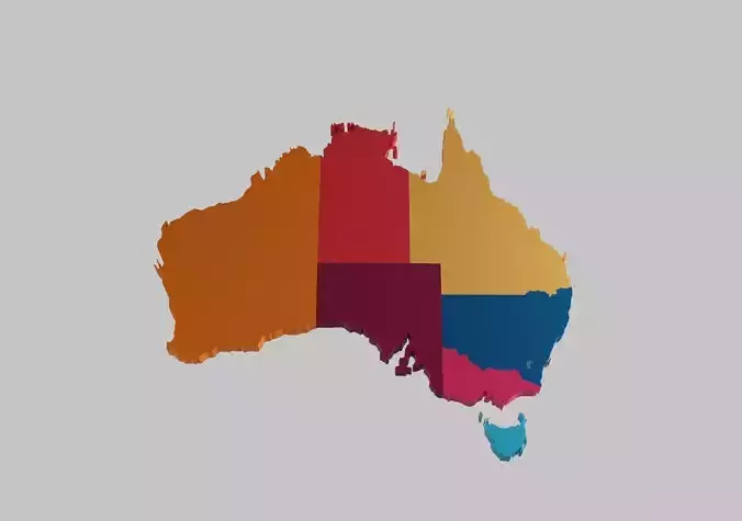Australia 3D Map with states