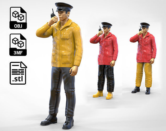 Coast Guard or Police boat crew or security Guard 3D print model