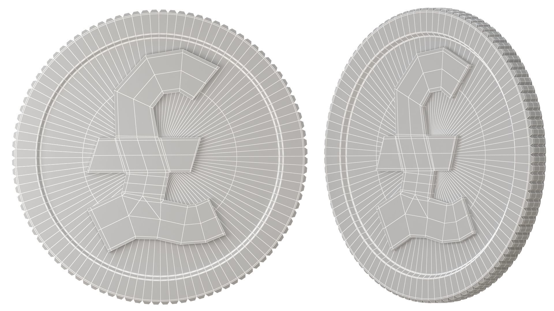 Pound Gold Coin 01 3D model_8